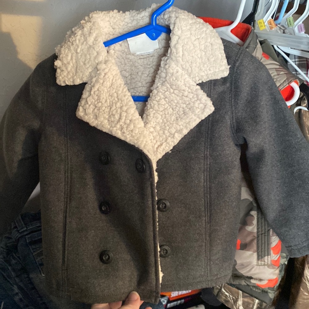 Grey fleece lined jacket.